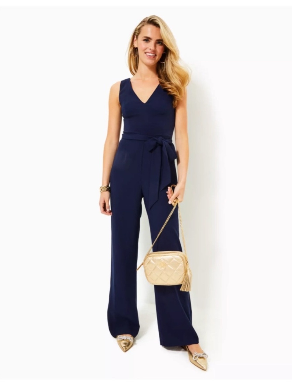 NWT $198 Lilly Pulitzer Jannah jumpsuit true navy size 00